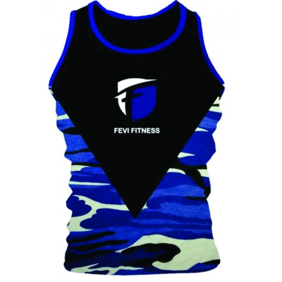 NEW FEVI FITNESS  V CUT CAMOUFLAGE GYM TANK TOP