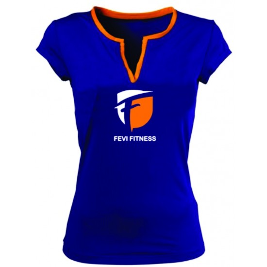 LADIES FITNESS V-TEE CONTRAST RIB SHIRT