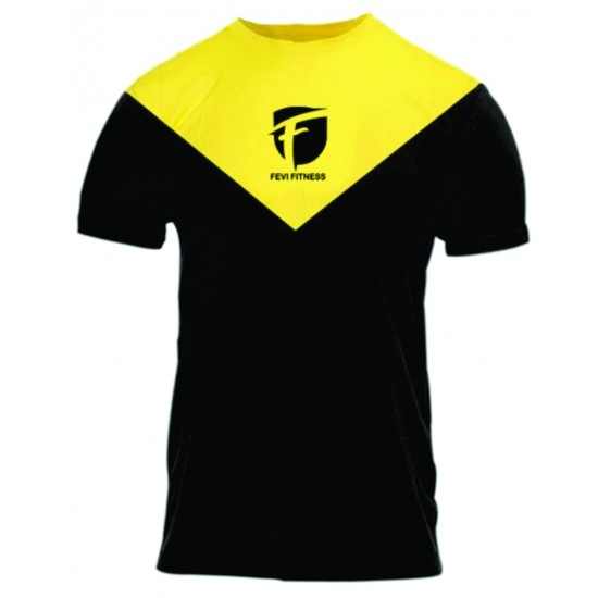 NEW FEVI FITNESS  COTTON CONTRAST V-CUT PANELS T SHIRT