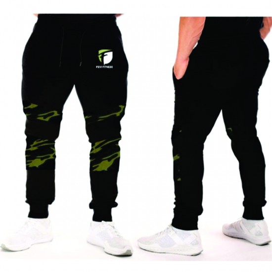 NEW FEVI FITNESS DESIGN MEN CAMOUFLAGE PANEL SWEAT PANT