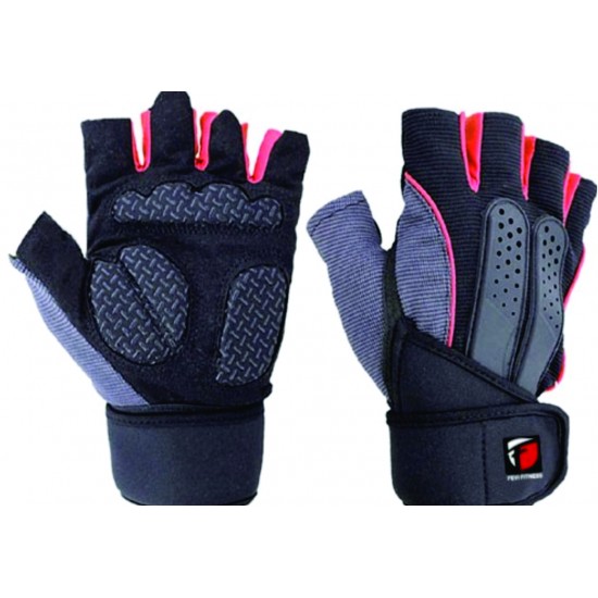 WEIGHTLIFTING GYM GLOVES WITH LONG ELASTIC WRIST WRAPS