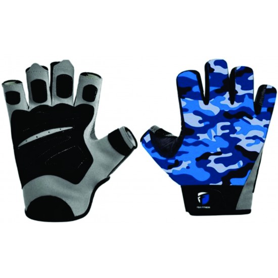 NEW FEVI FITNESS BLUE CAMOUFLAGE WEIGHTLIFTING GYM GLOVES